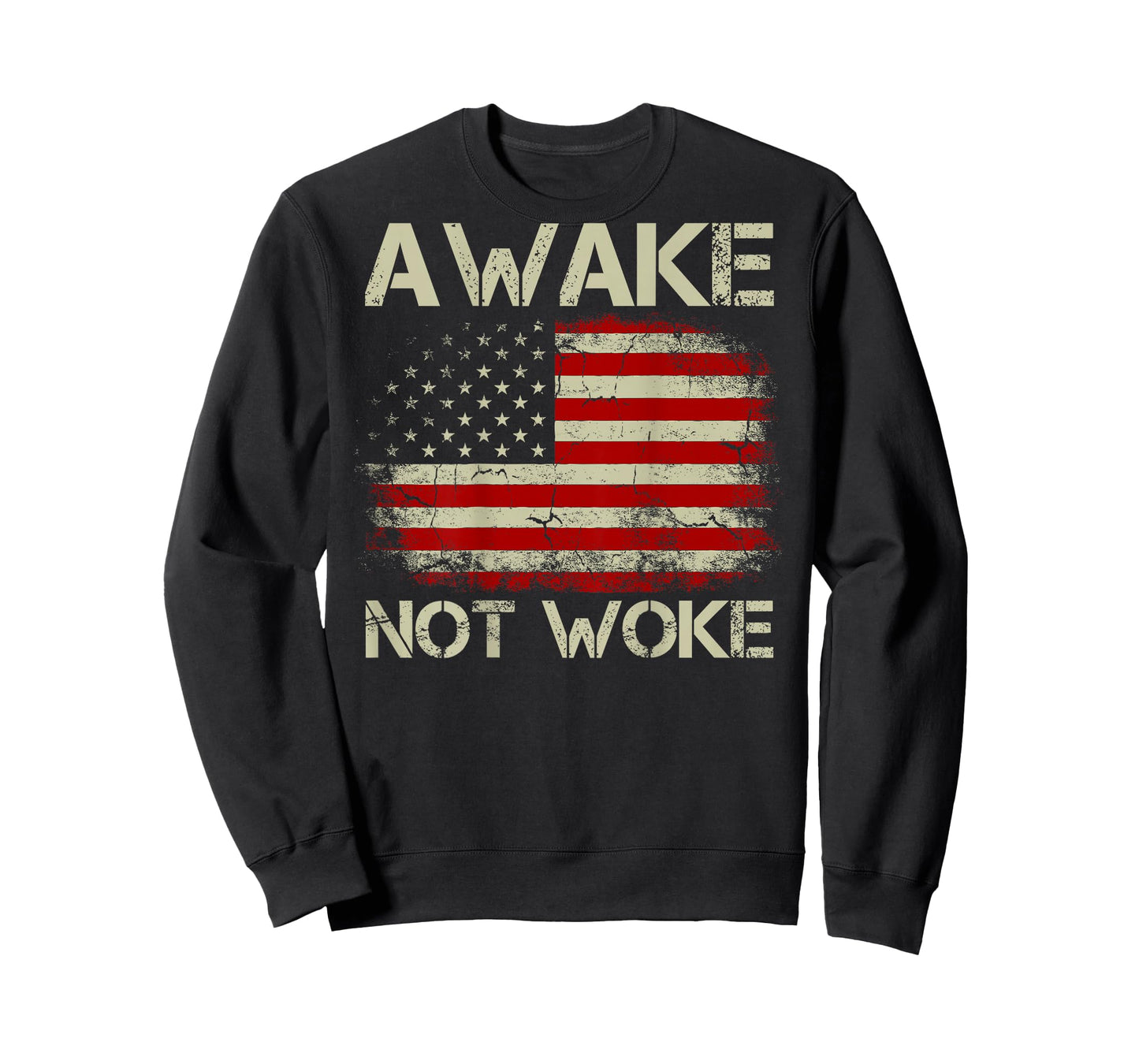 Vintage American Flag Awake Not Woke (on Back) T-Shirt