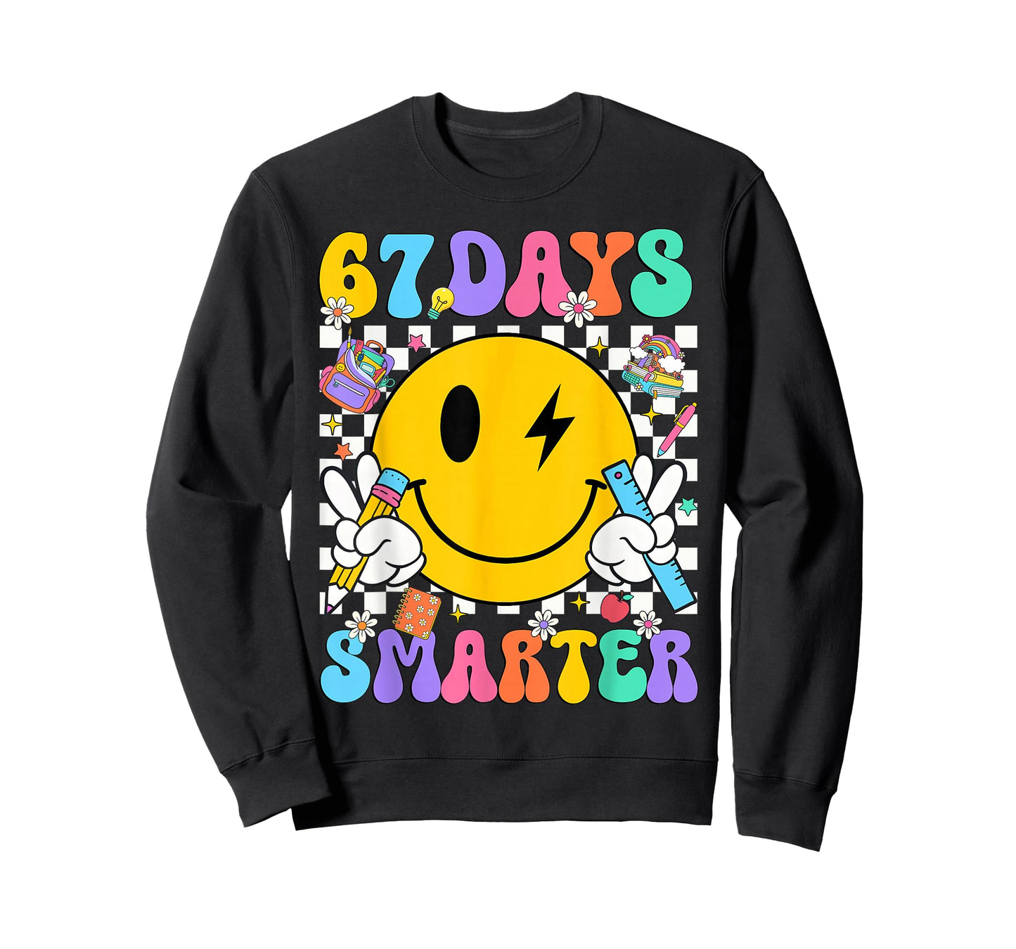67 Days of School Smile Face 67 Days Smarter Teacher Kids T-Shirt