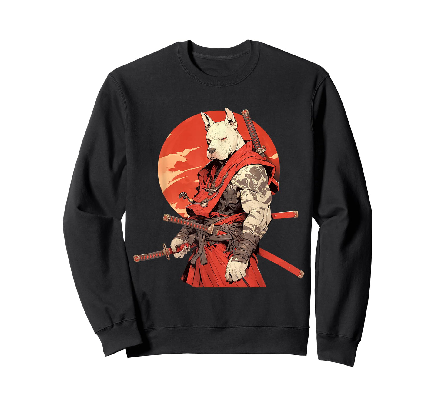 Japanese Art Dog Ninja Ukiyo-e Anime Style Samurai Pitbull T-Shirt