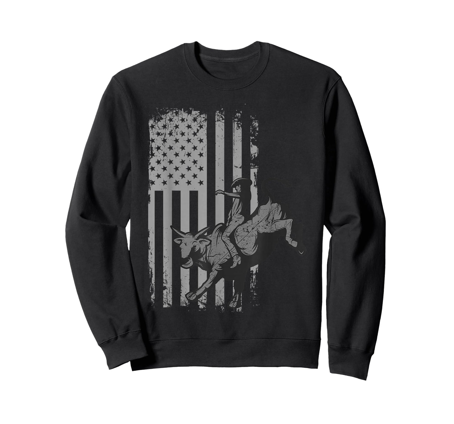 Vintage American Flag Bucking Bull Riding Patriotism Rodeo T-Shirt Small