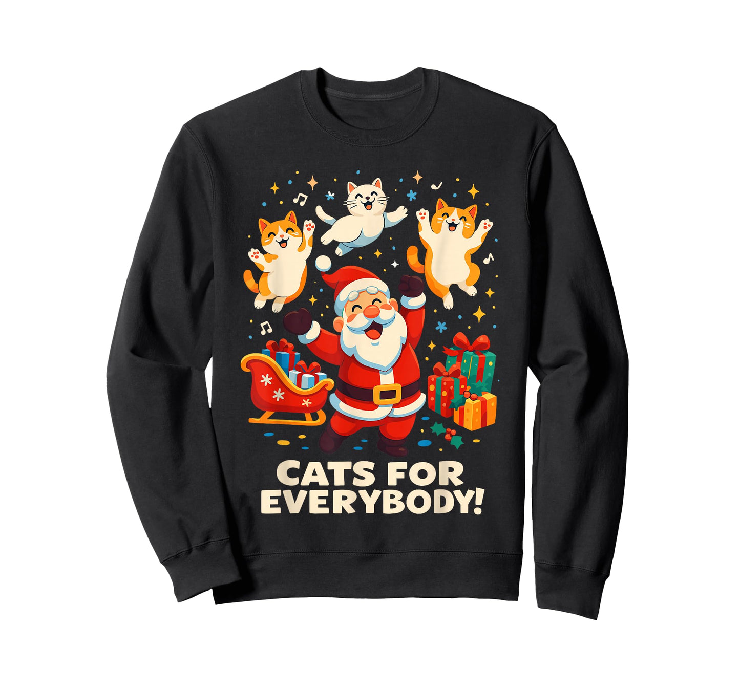 Cats for Everybody Christmas Shirt Men, Funny Santa Cat Dad T-Shirt