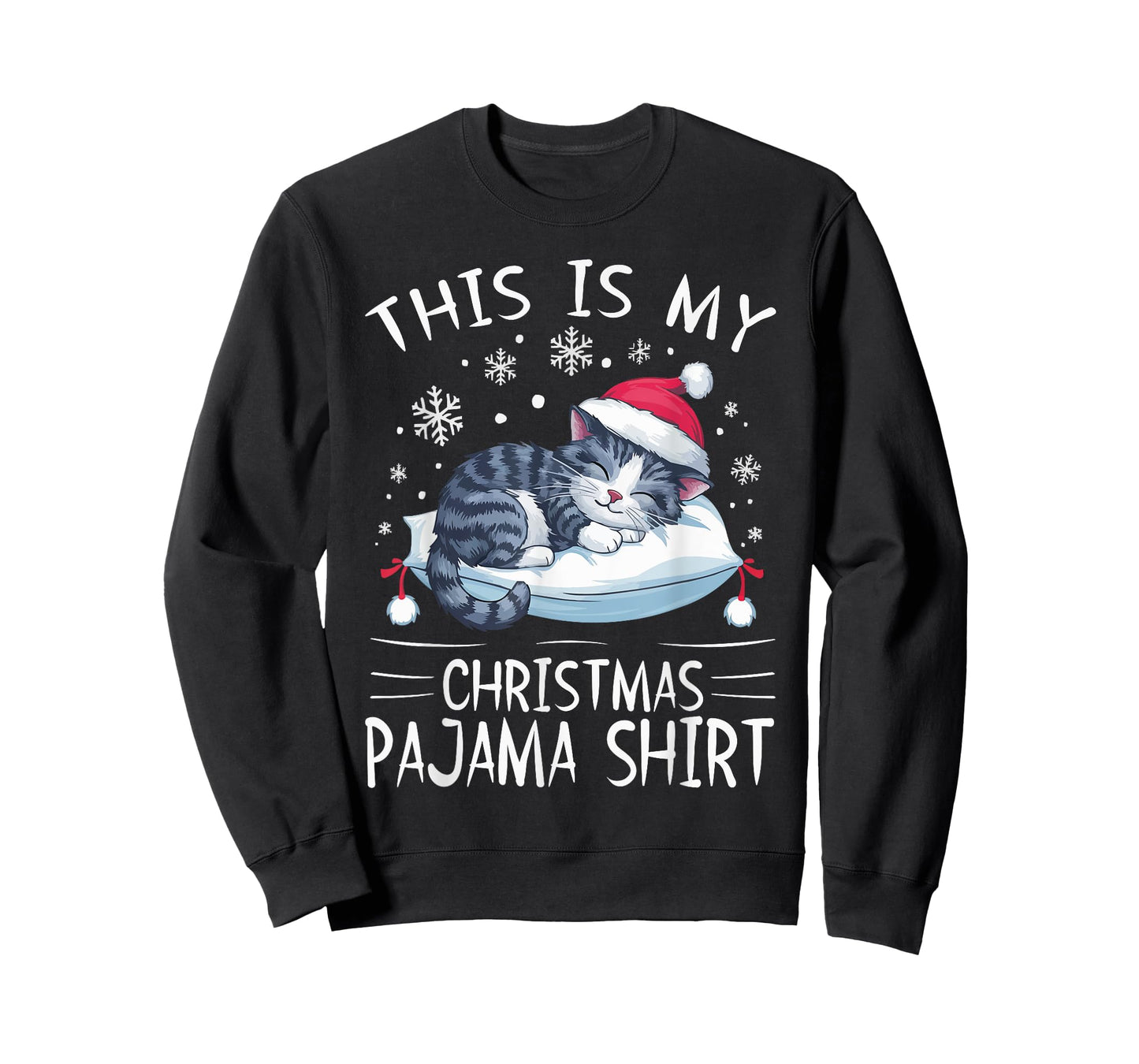 Cat Official Christmas Sleepshirt Xmas Kitten Pajama T-Shirt for Men Women Kids