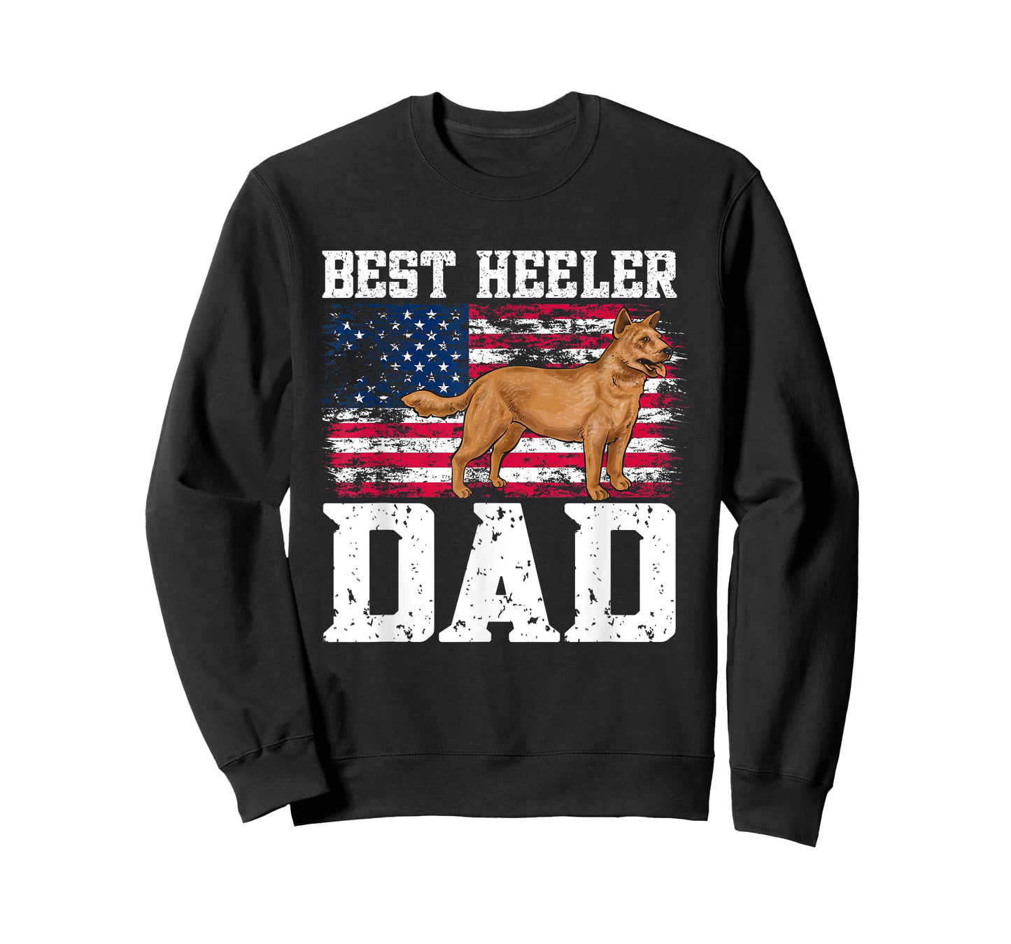 Best Red Heeler Dad American Flag Australian Cattle Dog Men T-Shirt