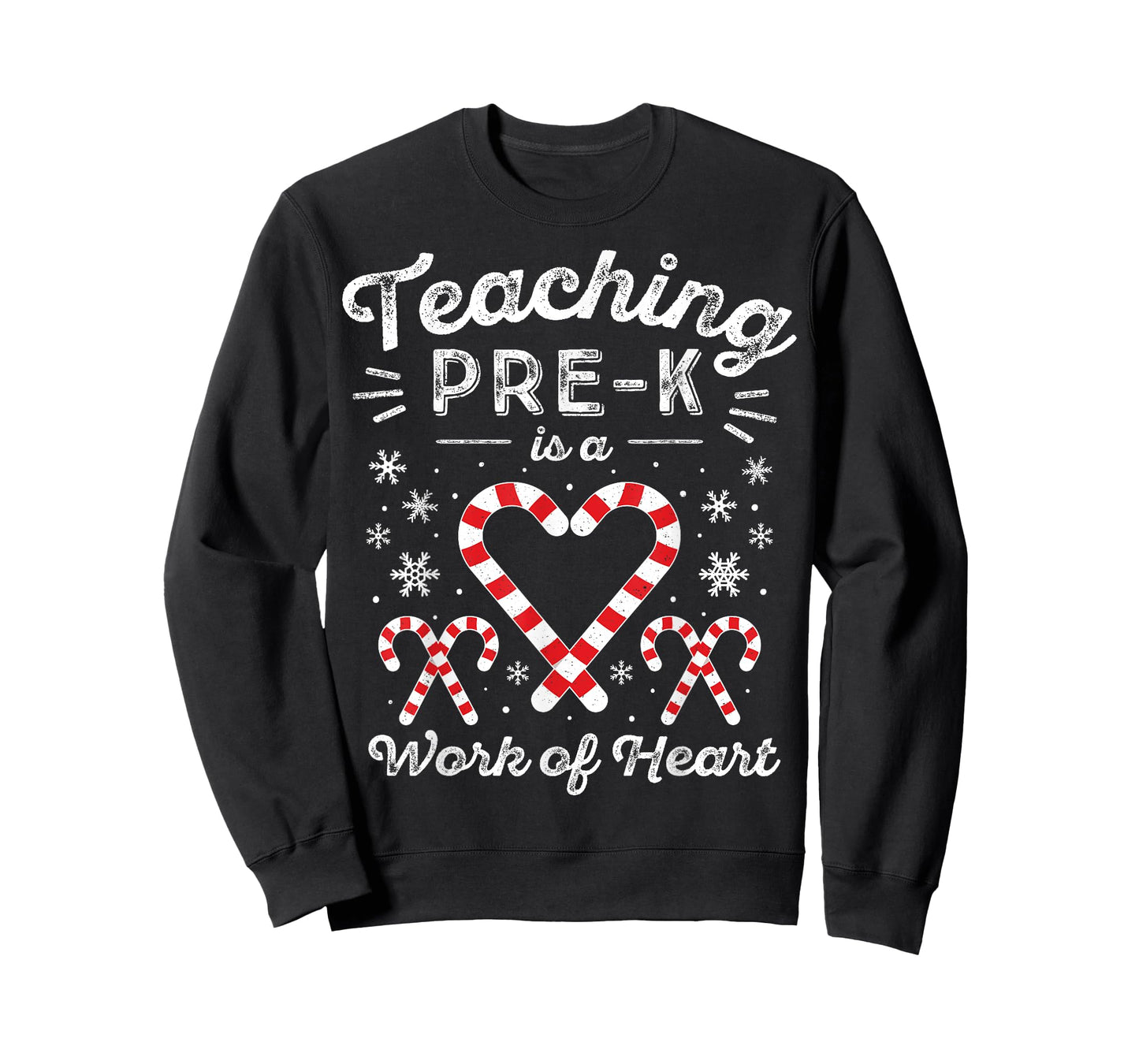 Christmas Candy Cane Work of Heart Preschool & Pre-K Teacher T-Shirt for Men Women Kids