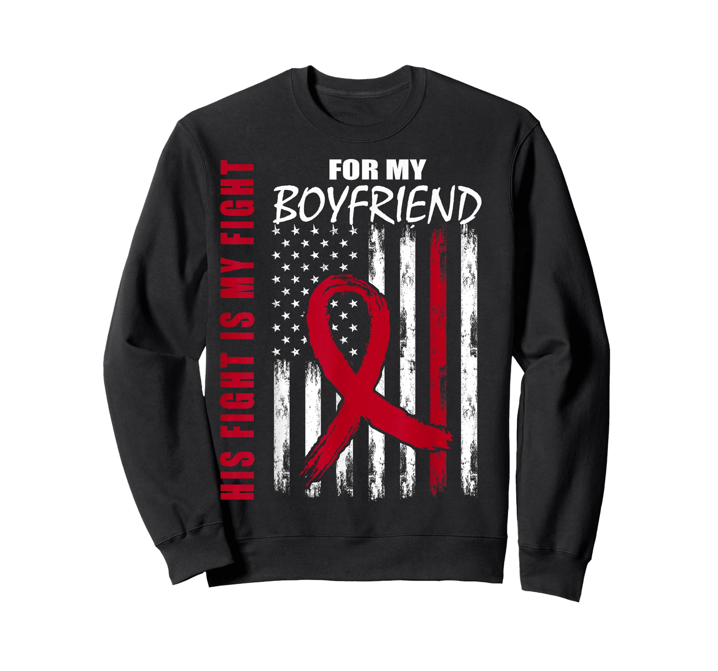 His Fight Is My Fight Boyfriend Multiple Myeloma Ribbon Flag T-Shirt