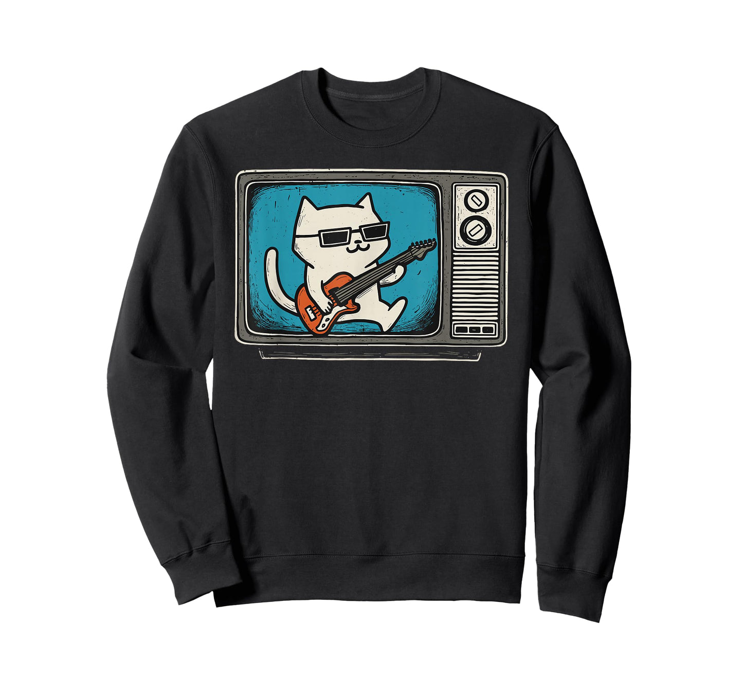 Novelty Cat Playing Guitar Men Kids Women Funny Y2K T-Shirt