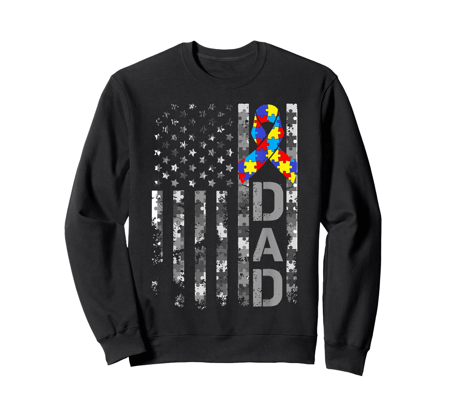 Autism Awareness Dad USA Flag Fathers day T-Shirt