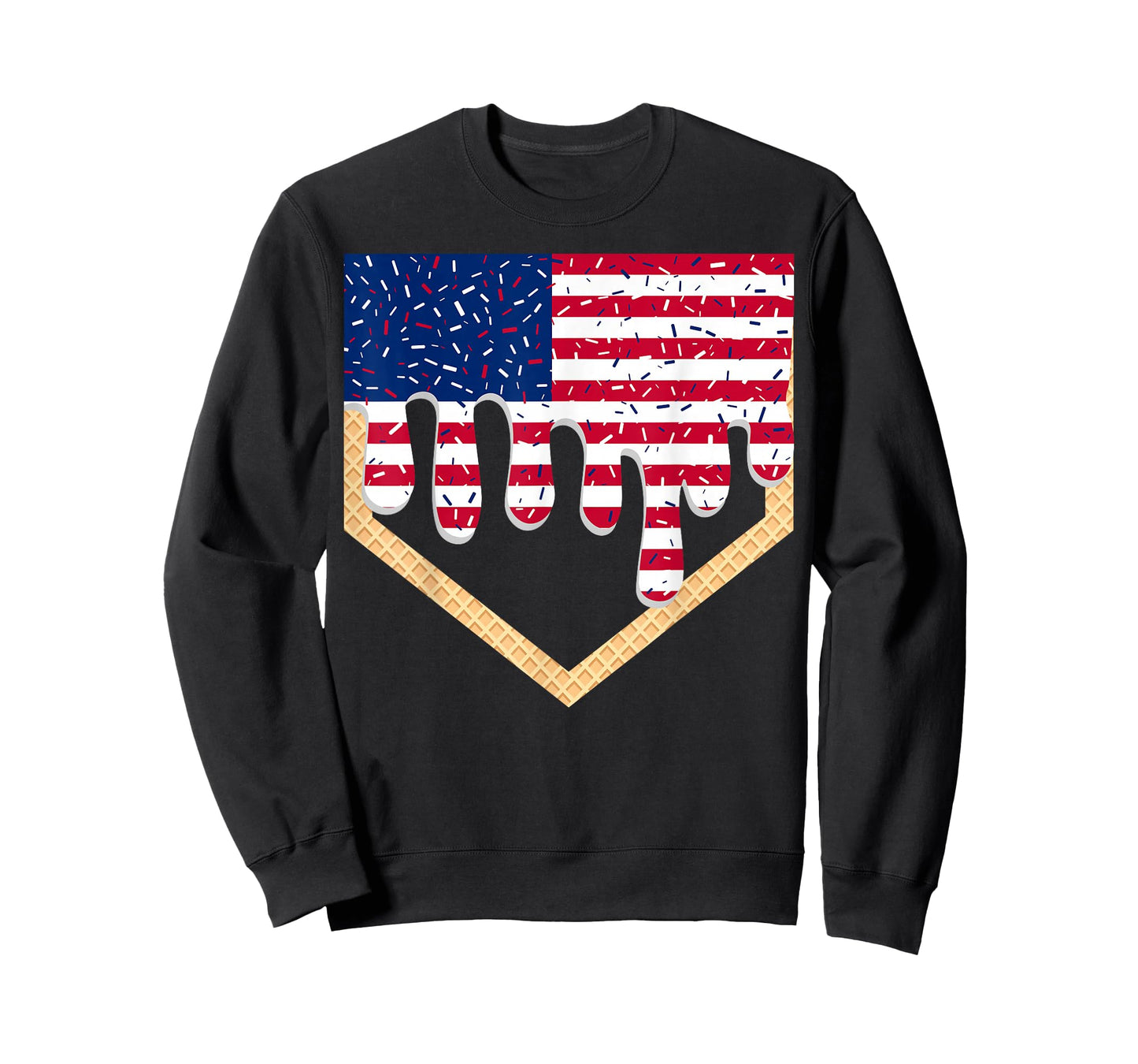 Baseball Ice Cream Drip 4th of July Red Blue & White Drip T-Shirt