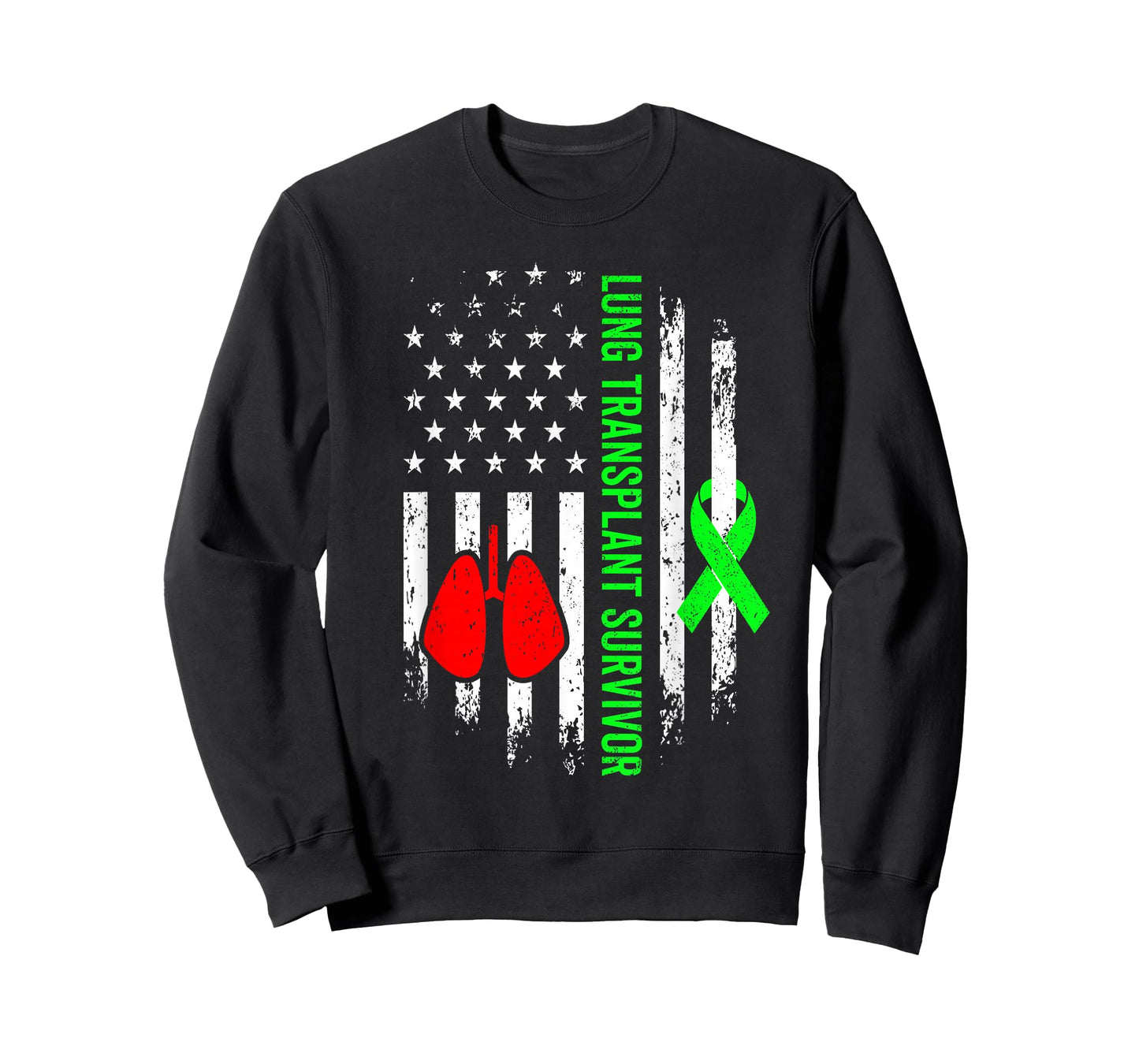 Lung Transplant Survivor Warrior Organ Recipient USA Flag T-Shirt