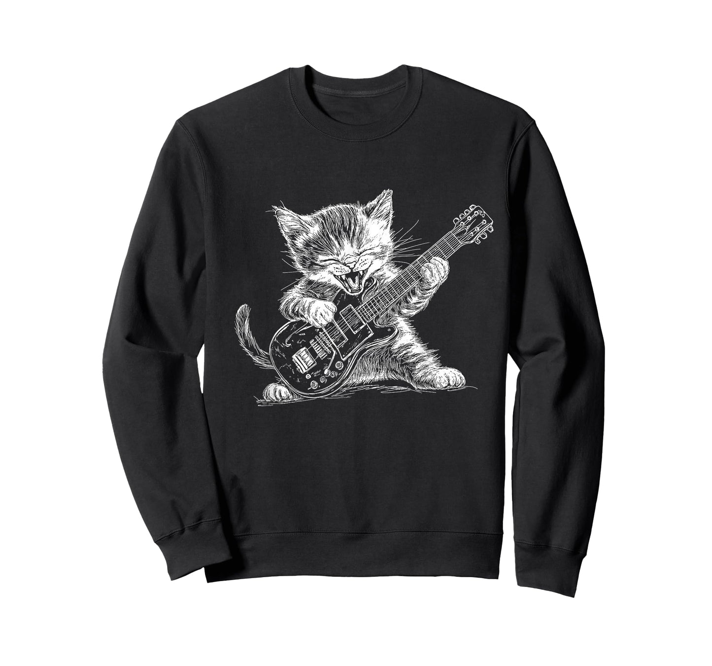 Funny Kitten Playing Guitar for Cat and Music Fans T-Shirt
