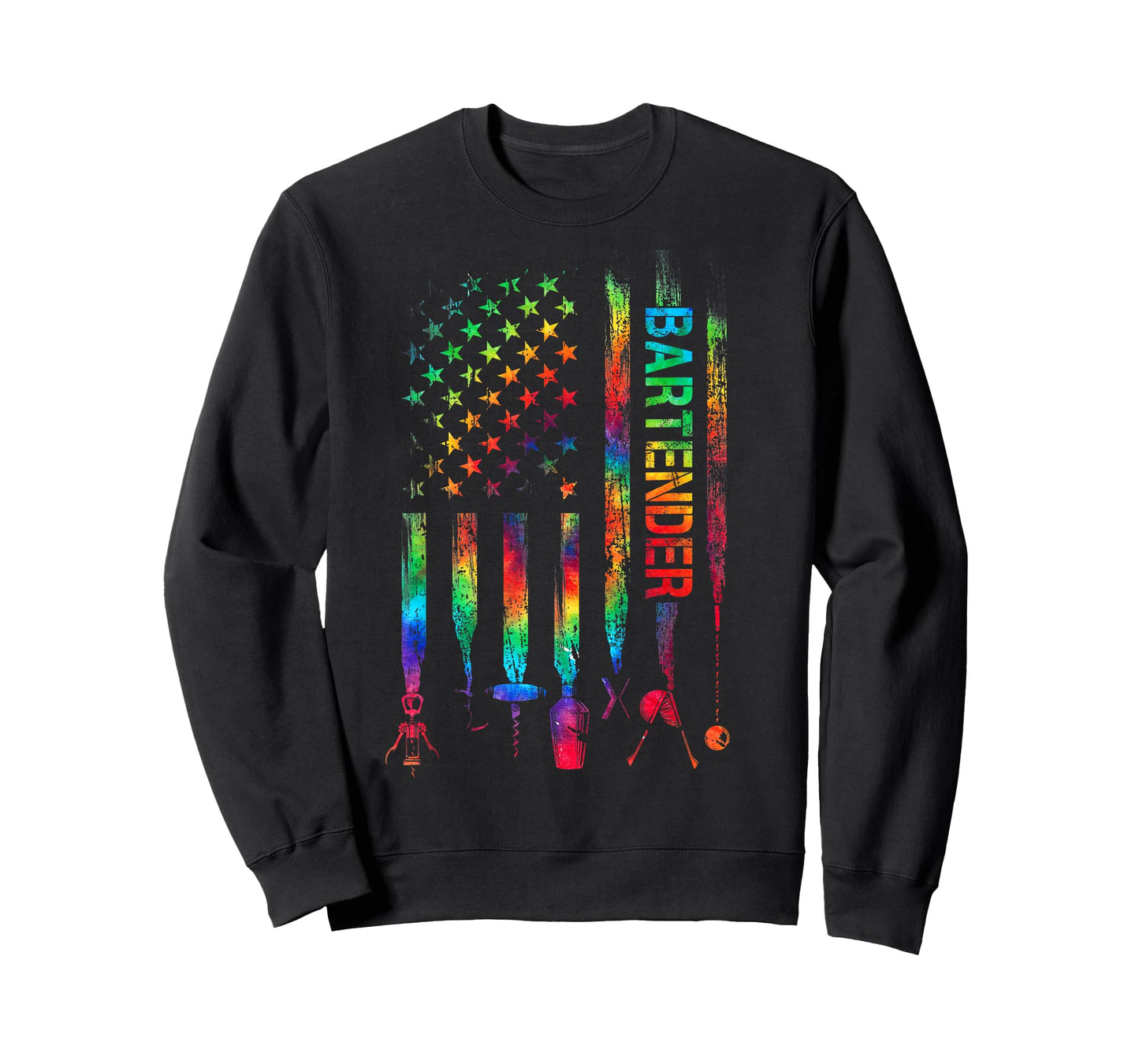 Bartender With American Flag Tie Dye Bartending Father's day T-Shirt