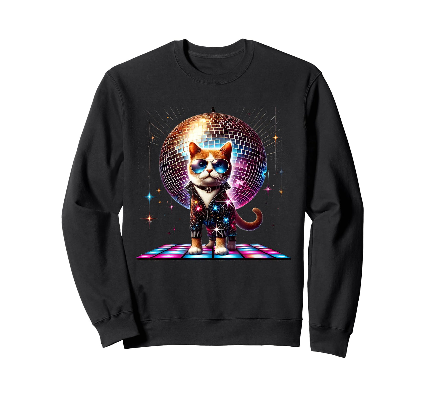 Dancing Cat Disco Ball Kitten Kitty Lover Funny Party Animal T-Shirt
