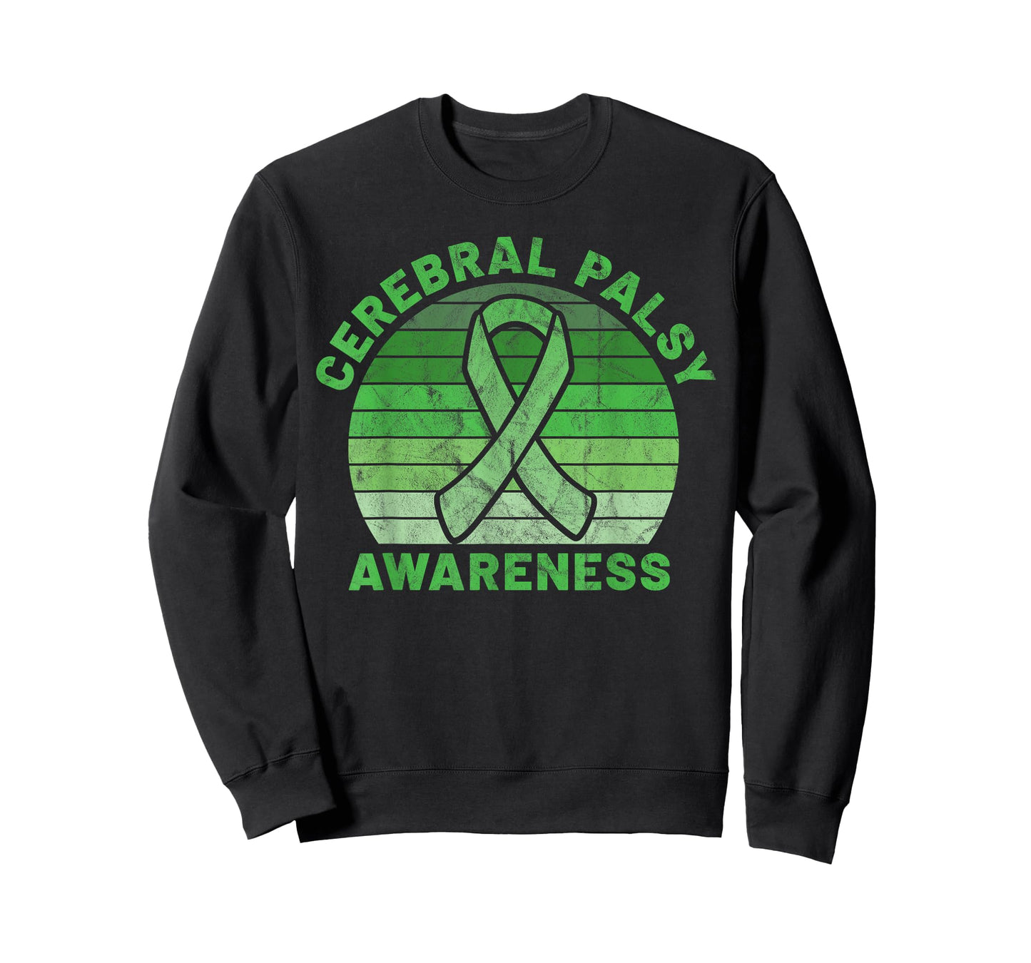 CP Green Ribbon Retro Sunset Cerebral Palsy Awareness T-Shirt