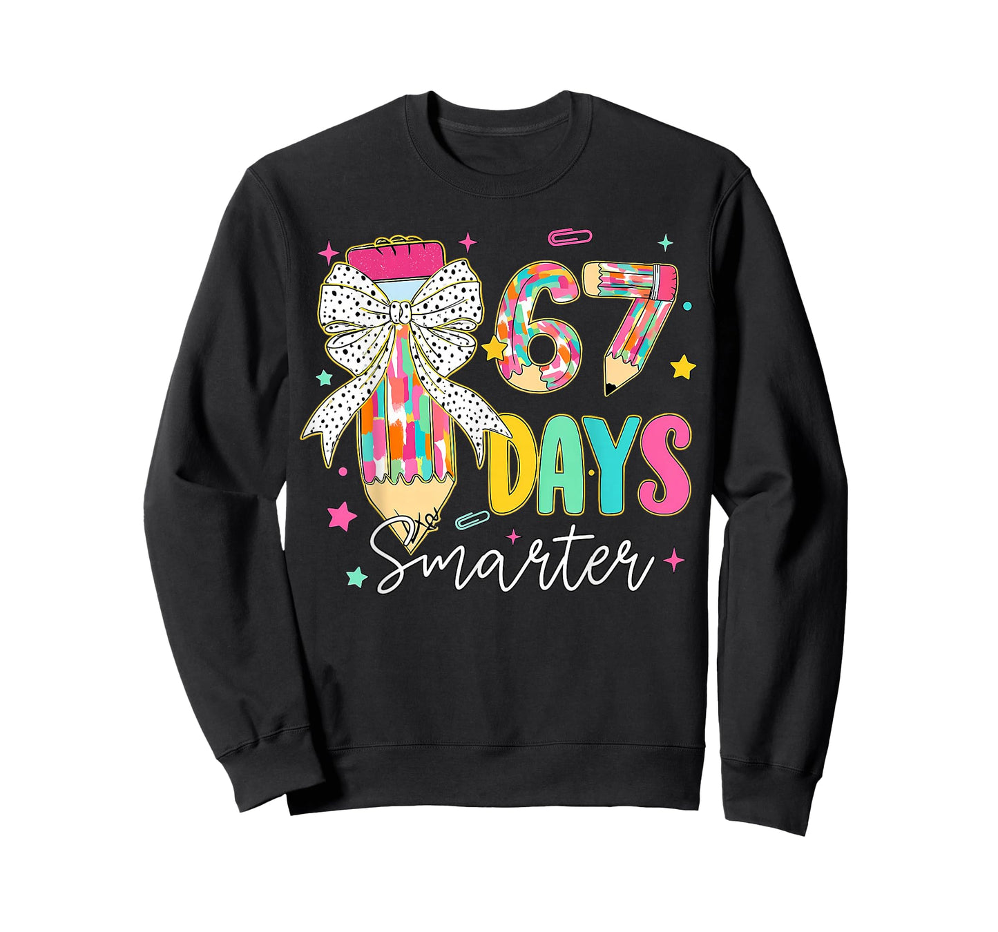 67th Day of School 67 Days Smarter Coquette Bow Teacher T-Shirt