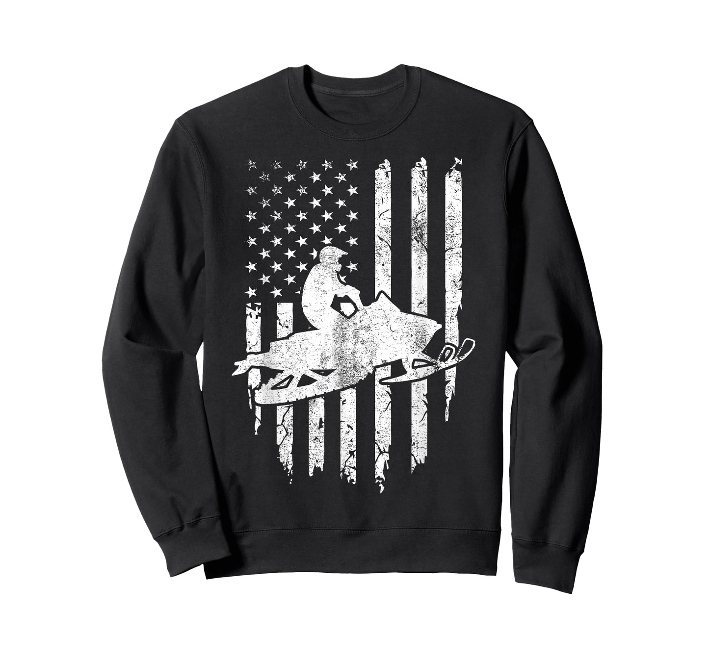 Vintage American Flag Snowmobiling Snowmobile Rider T-Shirt