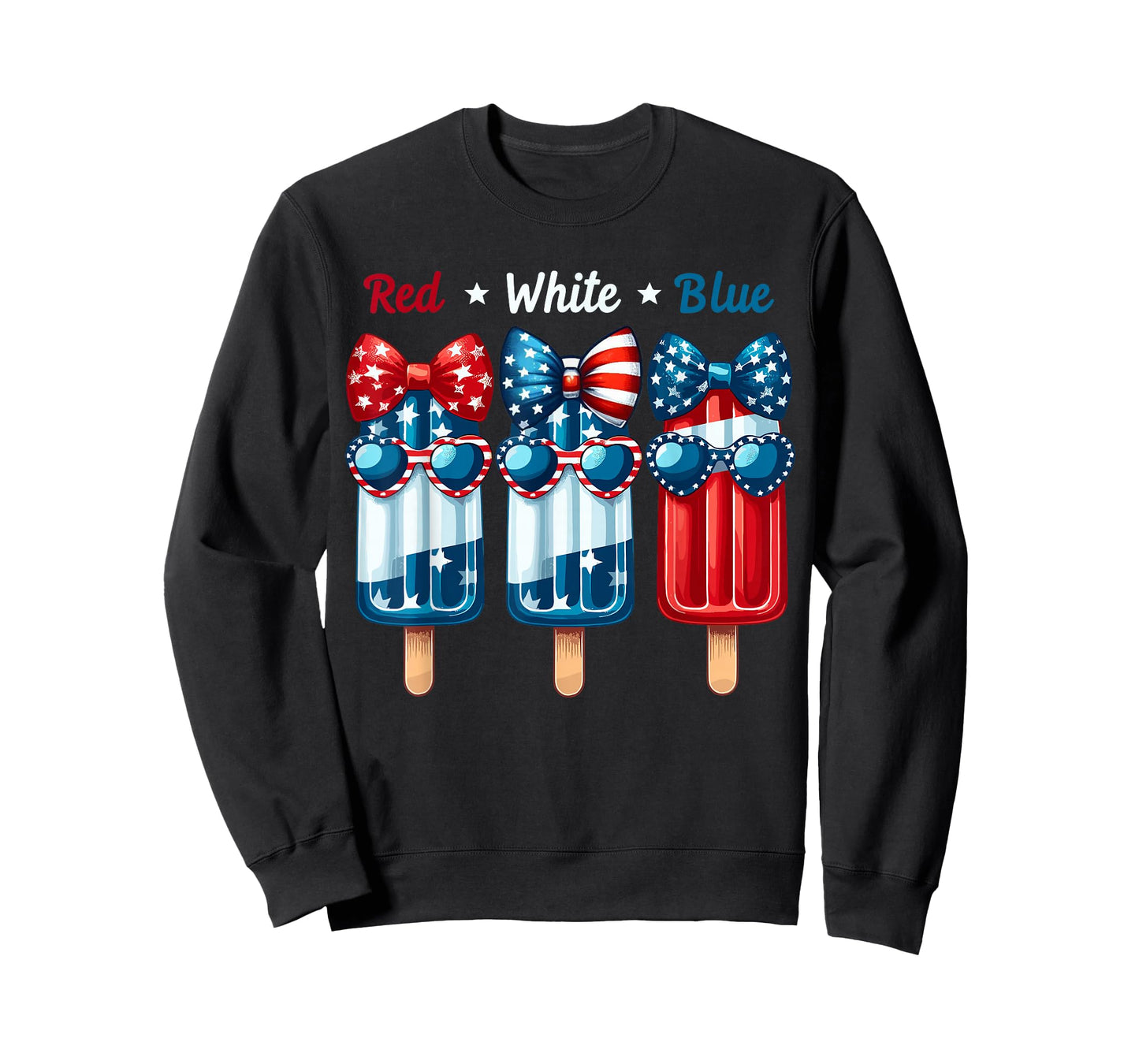 Red White & Blue 4th July American Flag Coquette Popsicle T-Shirt