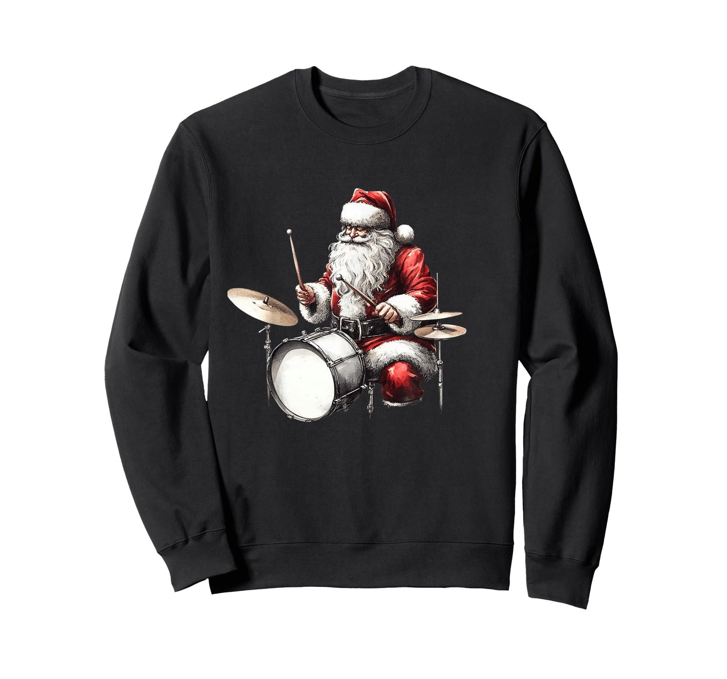 Drummer Santa Funny Christmas Xmas Santa Playing Drums Humor T-Shirt