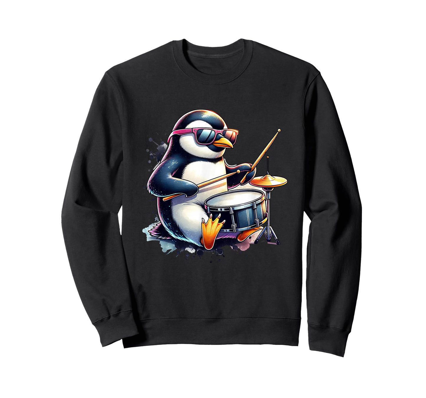 Penguin Drummer Music Rock Band With Drumsticks Playing T-Shirt