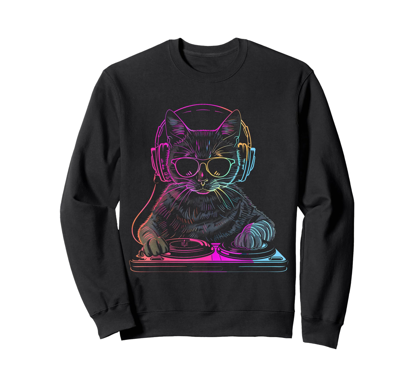 DJ Cat EDM Techno House Music Funny Cat Lover T-Shirt