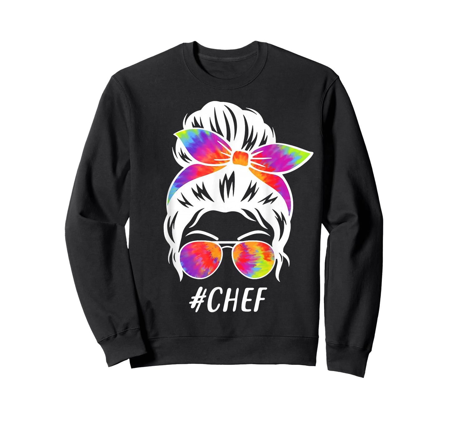 Chef Squad Tie Dye Messy Bun Girl Company Cooking Crew T-Shirt
