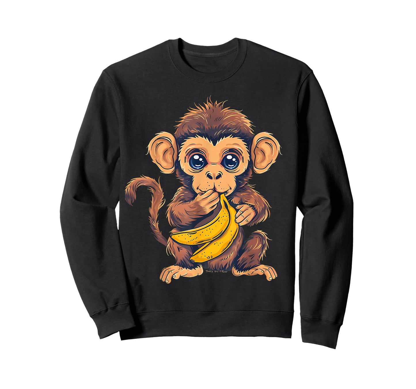 Banana Monkey Animal Art Drawing Cute Monkey Wildlife T-Shirt