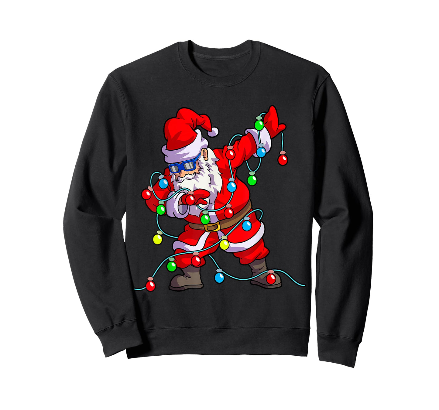 Christmas Dabbing Santa Men Kids Boys Xmas Gifts Tree Lights T-Shirt