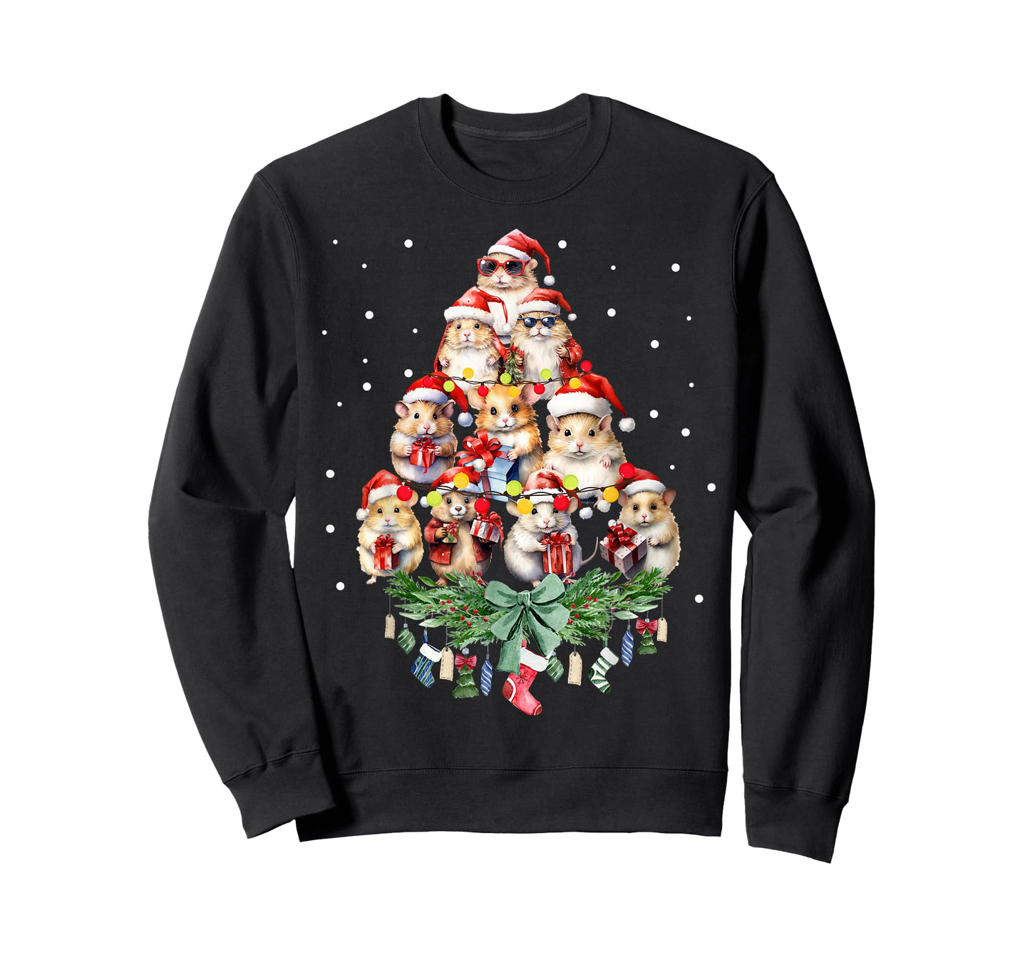 Hamsters Christmas Tree Santa Hamsters Christmas Lights T-Shirt