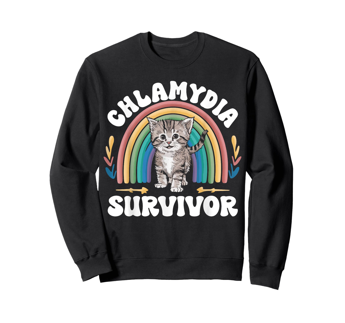 Cat Funny Embarrassing Meme Adult Humor Chlamydia Survivor T-Shirt, Small, Black