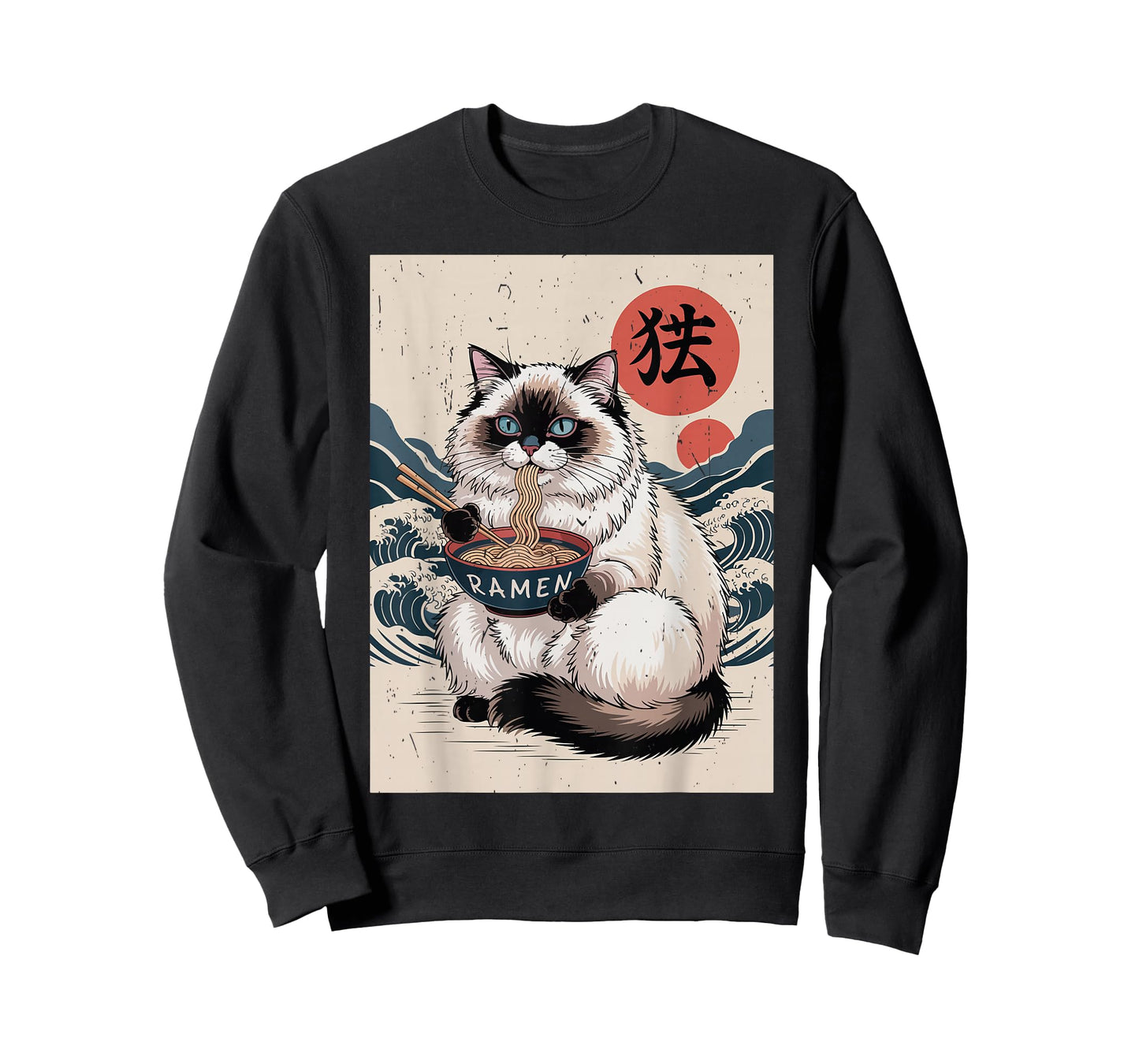 Anime Ragdoll Fat Cat Eating Ramen Noodle Toddler Mom Kawaii T-Shirt