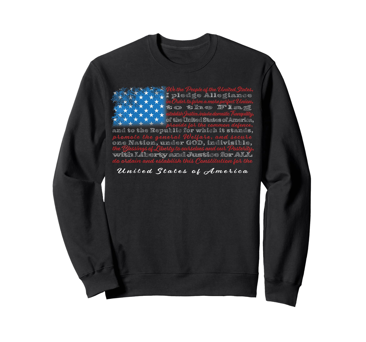 US Flag with Constitution Preamble and Pledge of Allegiance T-Shirt