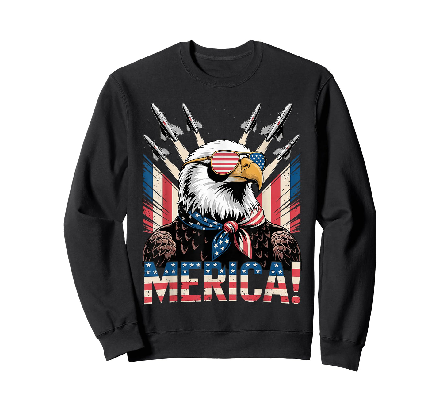 Merica American Bald Eagle USA Flag Patriotic 4th of July T-Shirt