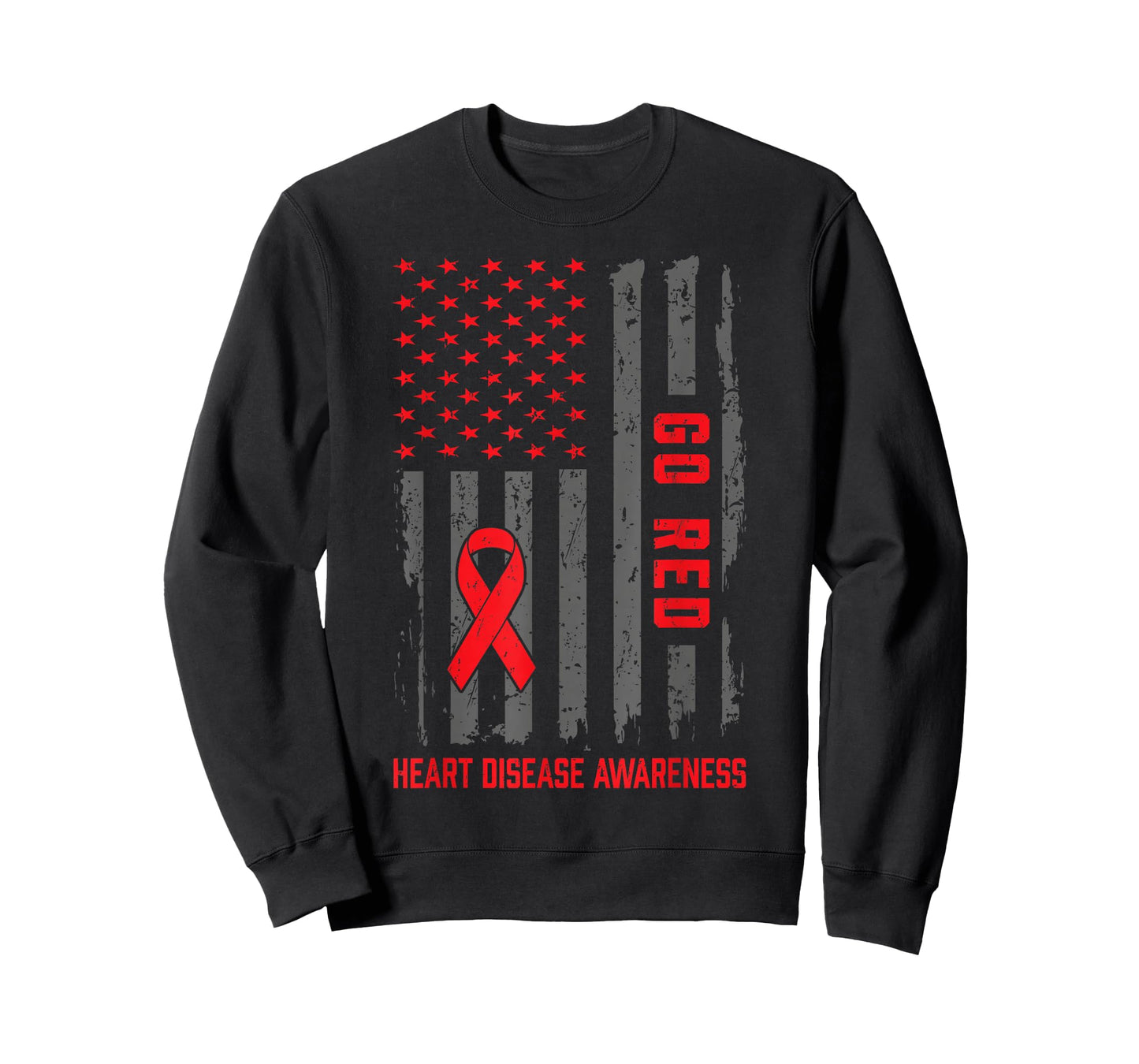 Heart Disease American Flag Go Red Heart Disease Awareness T-Shirt