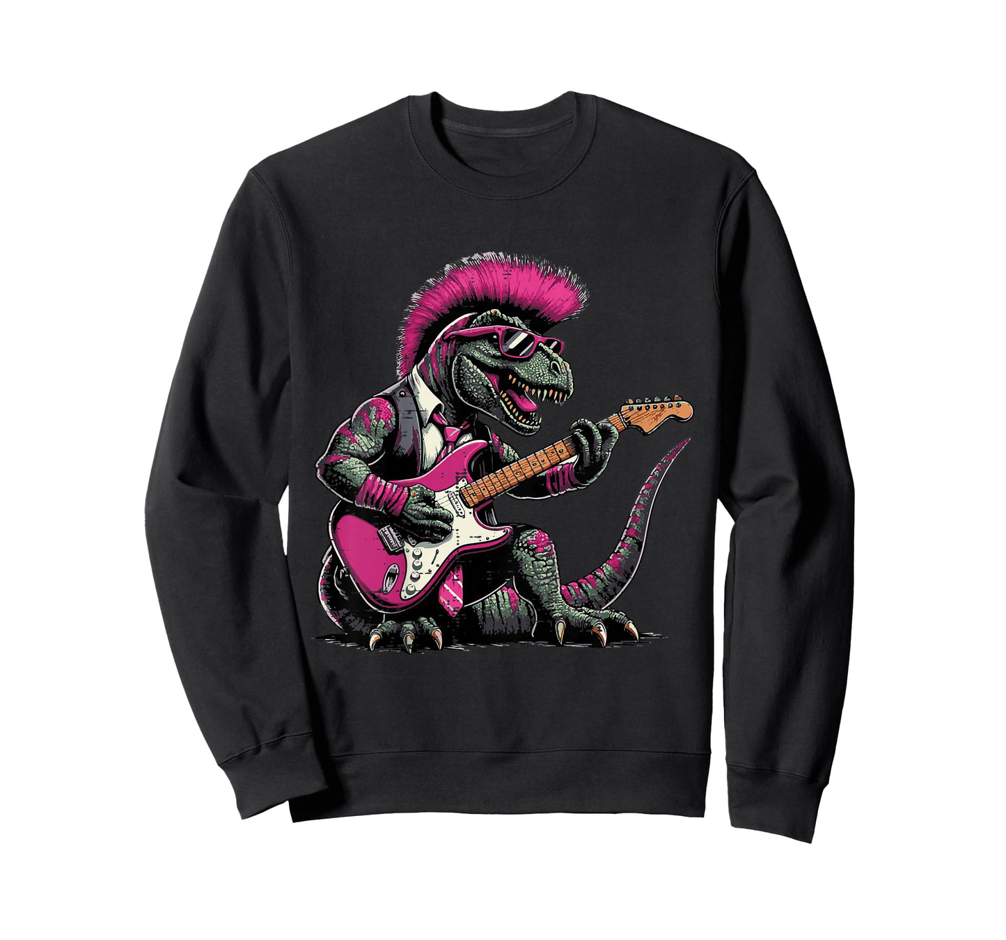 Kids Music Rocker Dino Mohawk Electric Guitar Trex Rock Boys Kids T-Shirt