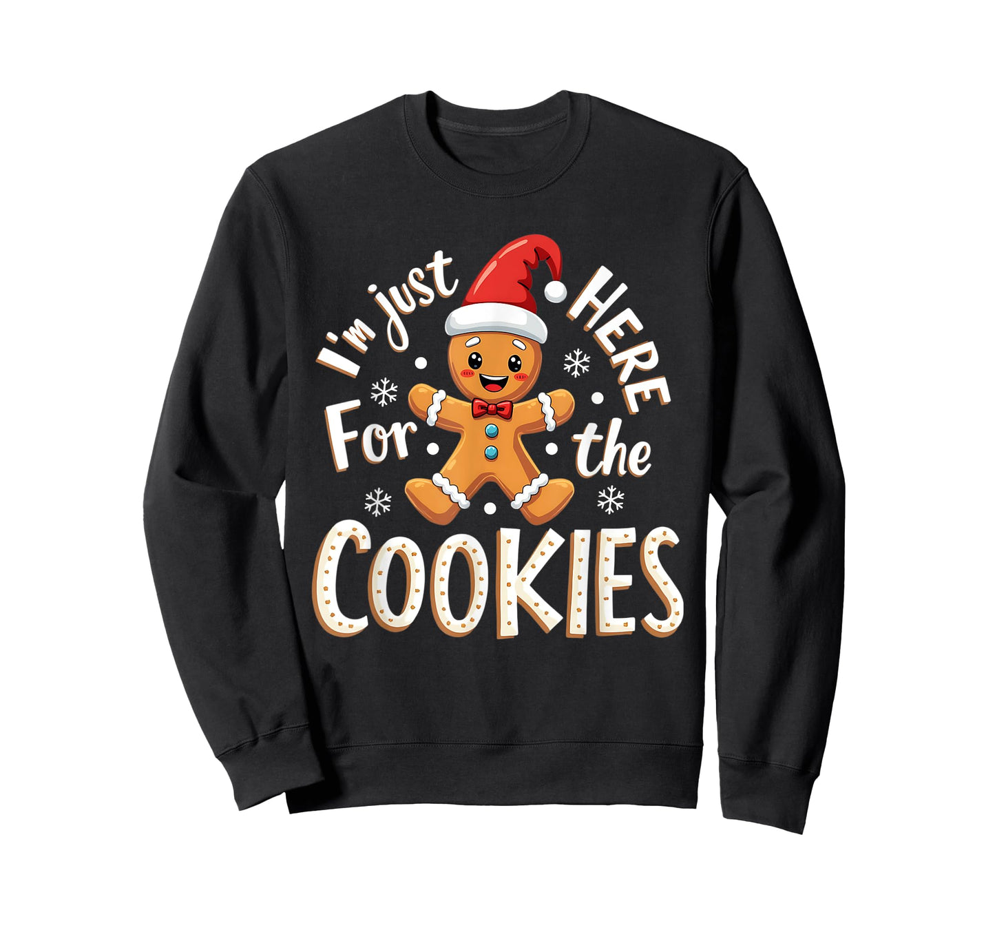 Christmas Baking Team I'm Just Here For The Cookies Funny Christmas Cookies Outfit Unisex-Adults Black XS Regular Small Short Sleeve T-Shirt