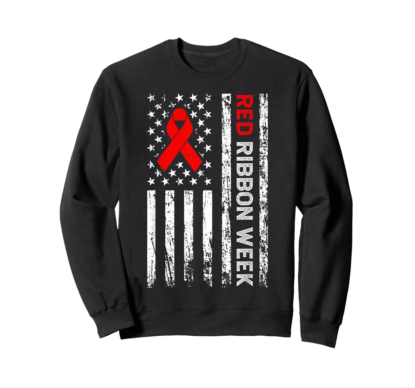 Vintage Drug Free Shirt American Flag Line Red Ribbon Week T-Shirt