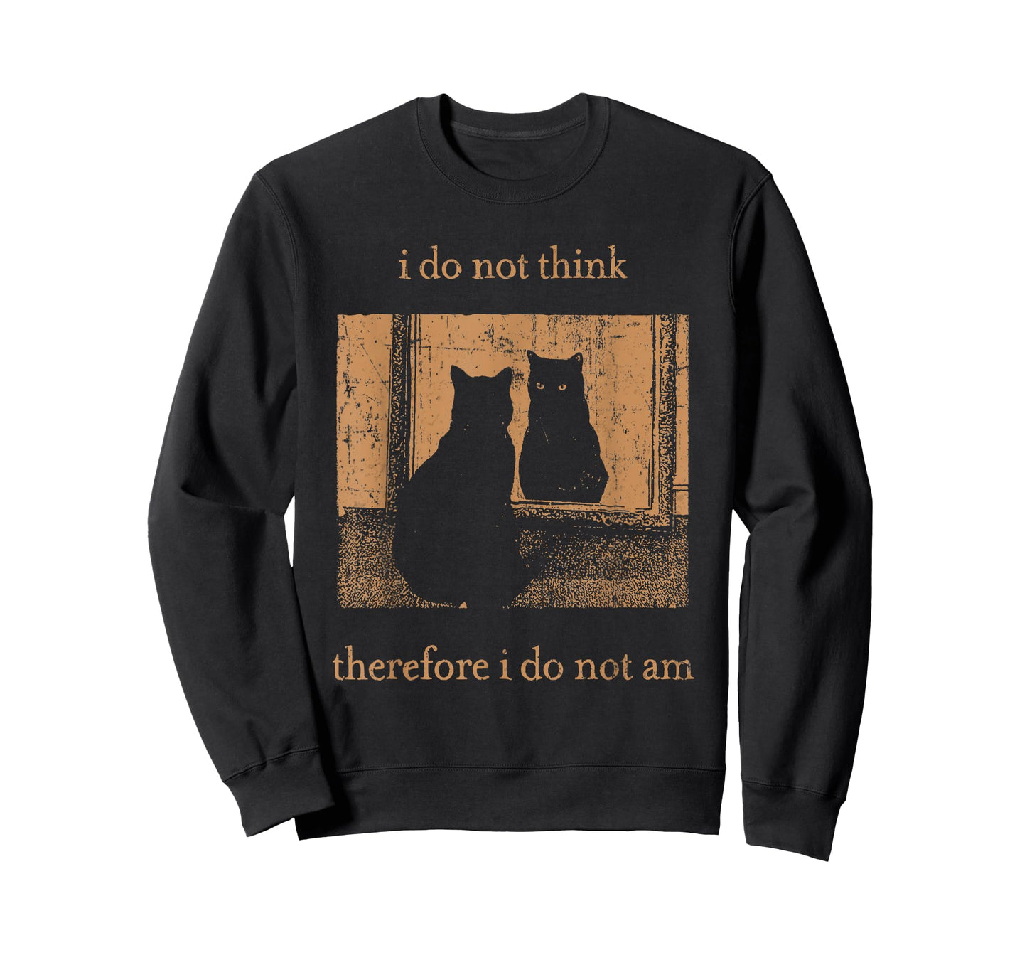 I Do Not Think Therefore I Do Not Am Retro Goth Funny Cat T-Shirt