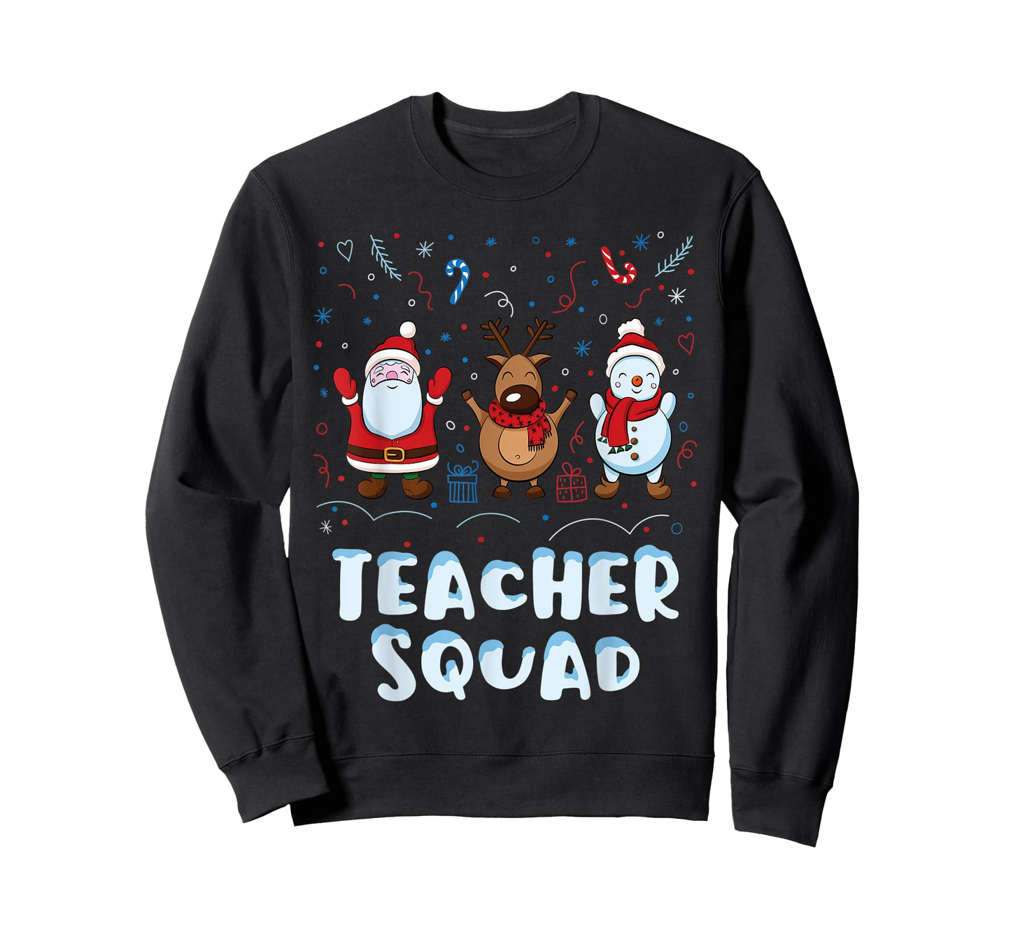 Christmas Teacher Squad Xmas Teacher Reindeer Santa Snowman T-Shirt