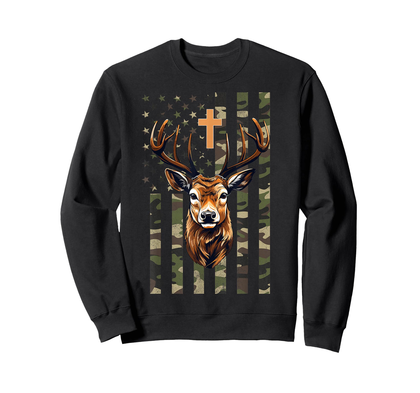 Christian Deer Hunting Camo American Flag, Christian Hunting T-Shirt