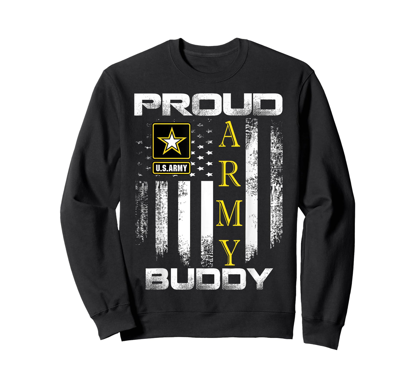 Vintage Proud Army Buddy With American Flag Gift T-Shirt for Women Kids Men