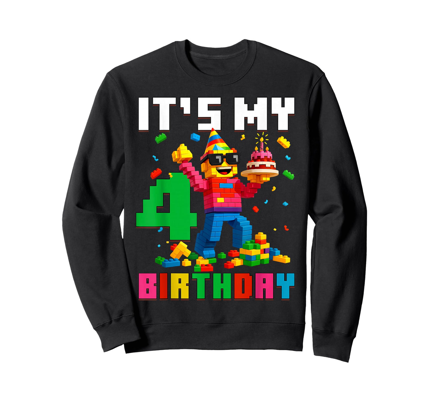 It's My 4th Birthday Boy Building Bricks 4 Year Old Boys T-Shirt
