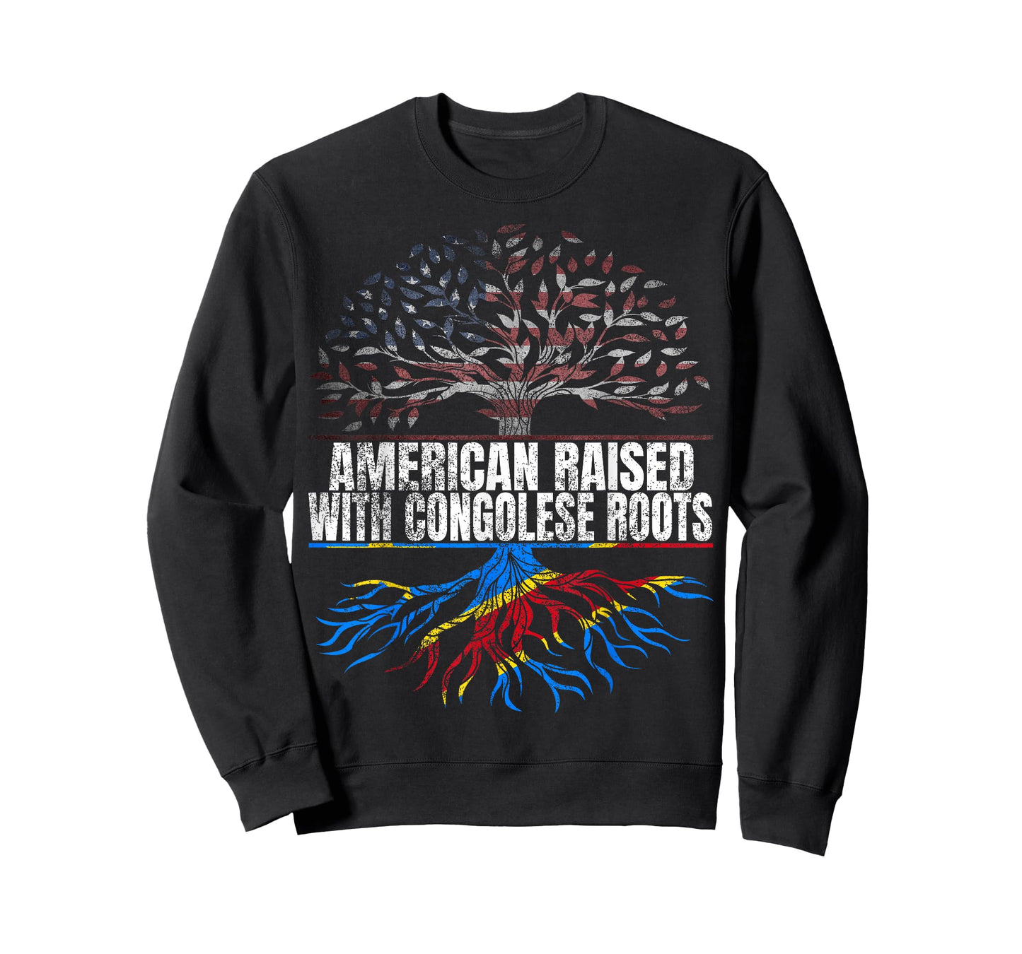 American Raised with Congolese Roots Print USA DR Congo Flag T-Shirt