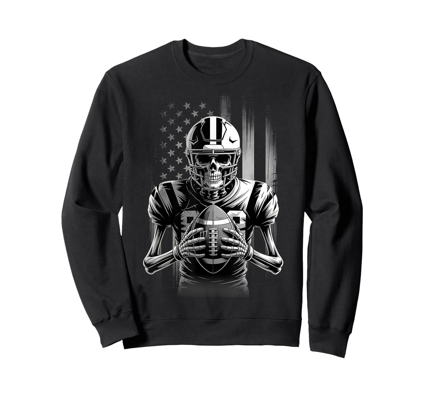 American Football Skeleton USA Flag Halloween Men Teens Boys T-Shirt
