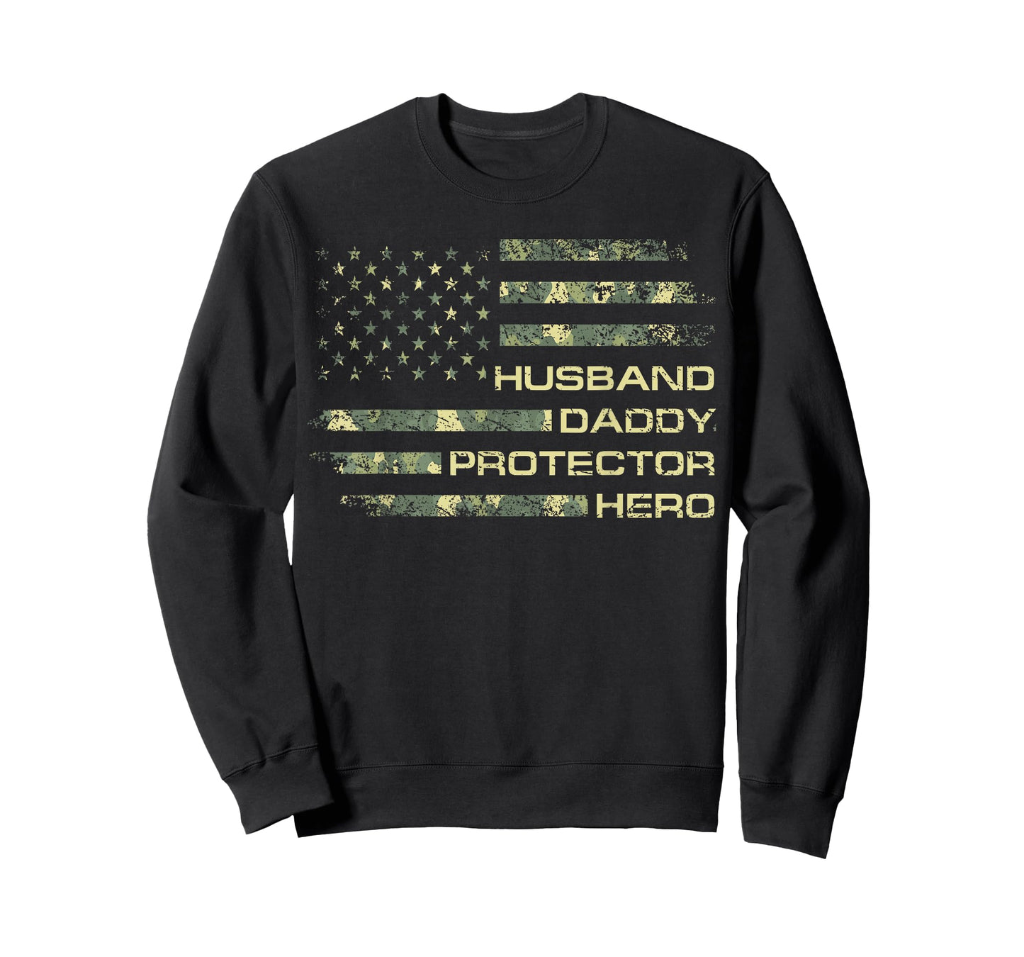 Husband Daddy Protector Hero Camo Flag Men Xmas Patriotic T-Shirt