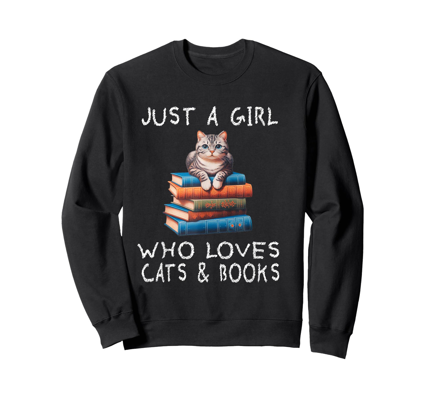 Just A Girl Who Loves Books and Cats - Funny Reading cat T-Shirt