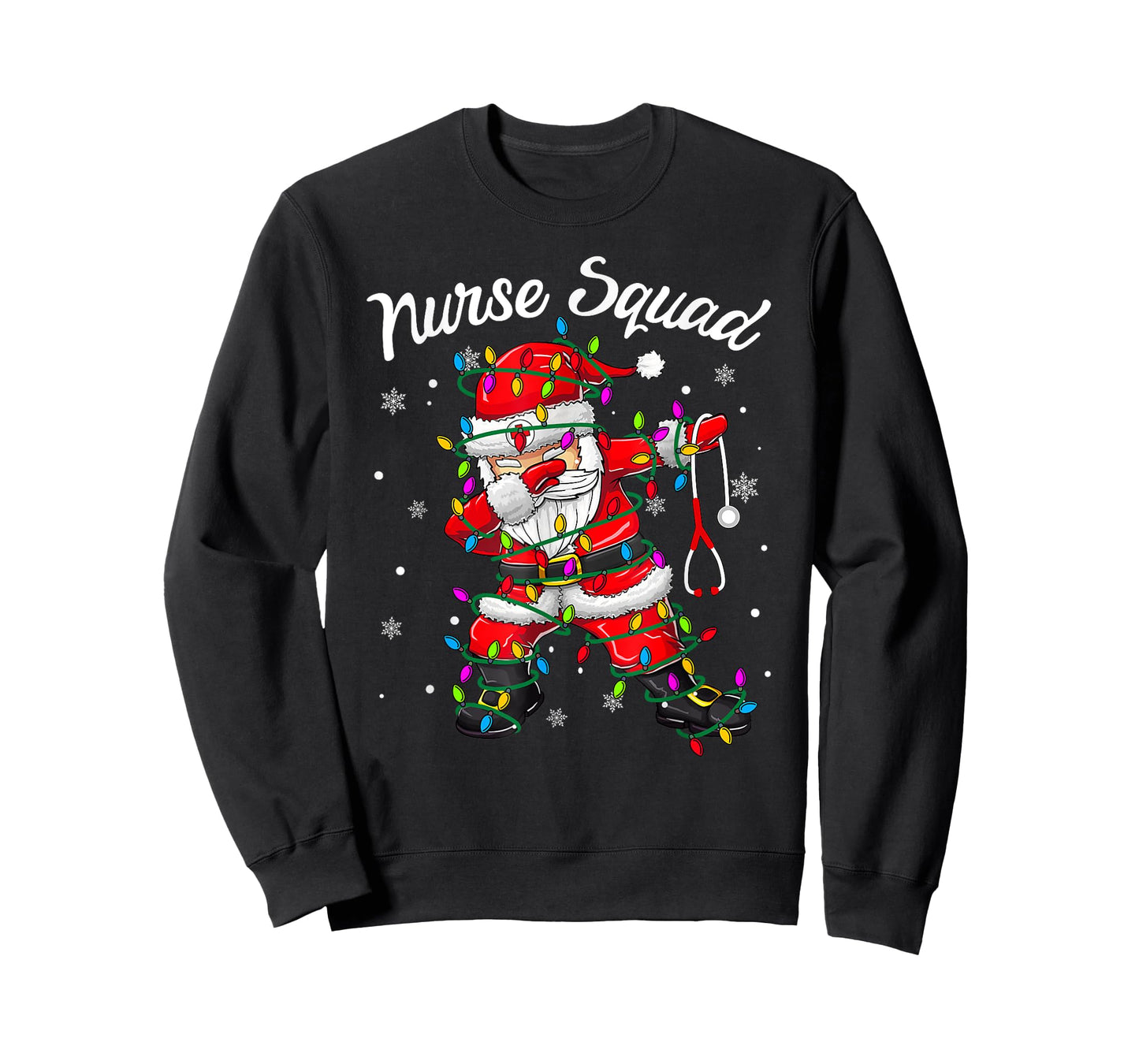 Christmas Scrub Xmas Light Dabbing Santa Scrubs Nurse Squad T-Shirt