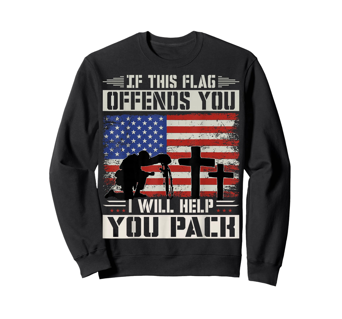 If This Flag Offends You I'll Help You Pack US Flag T-Shirt