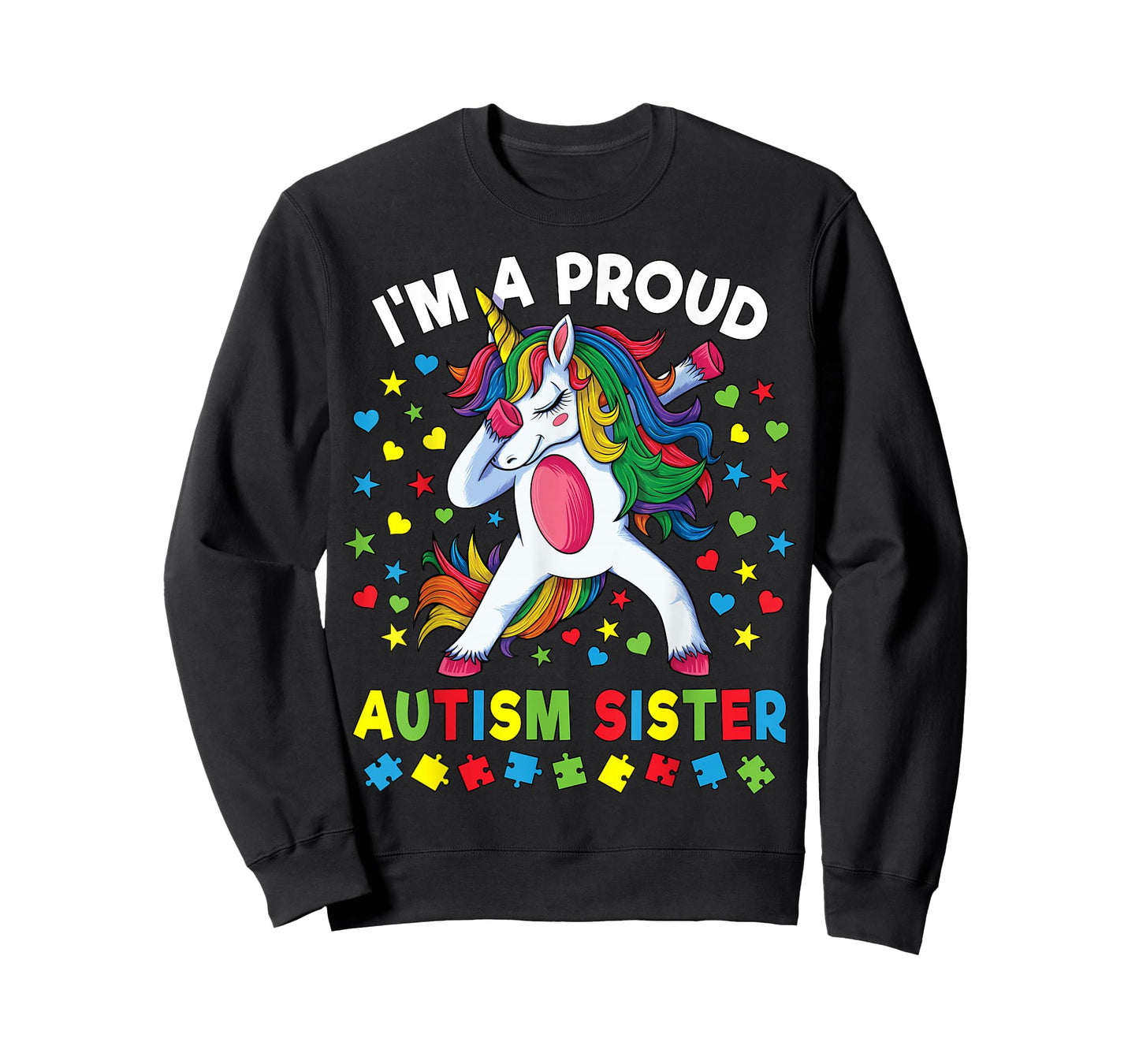 Autism Awareness Dabbing Unicorn Girl Proud Autism Sister T-Shirt