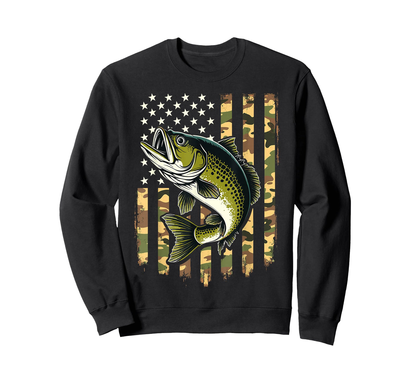 Fishing Camouflage USA American Flag Fisherman T-Shirt