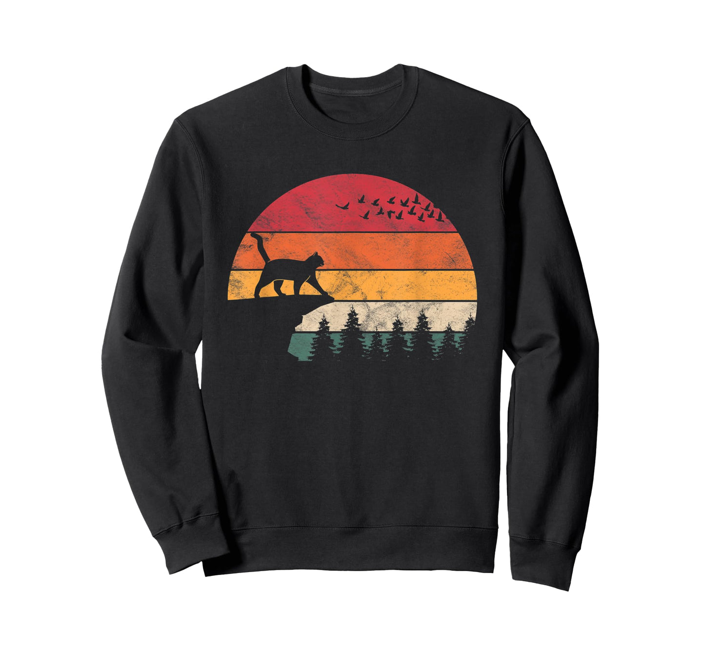 Cat Retro Sunset Cat Lover For Men and Women T-Shirt