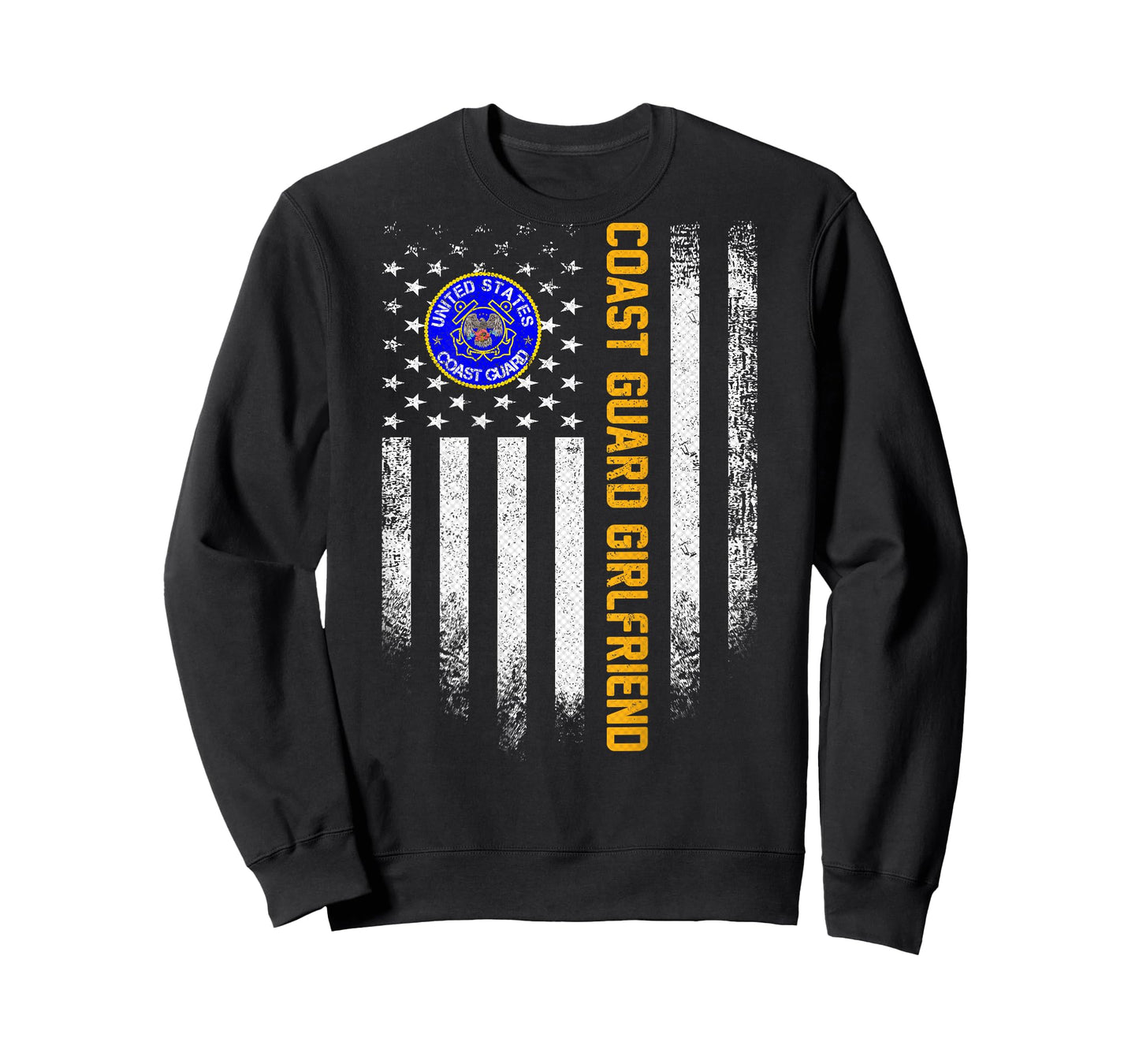 Vintage American Flag Proud Coast Guard Veteran Girlfriend T-Shirt